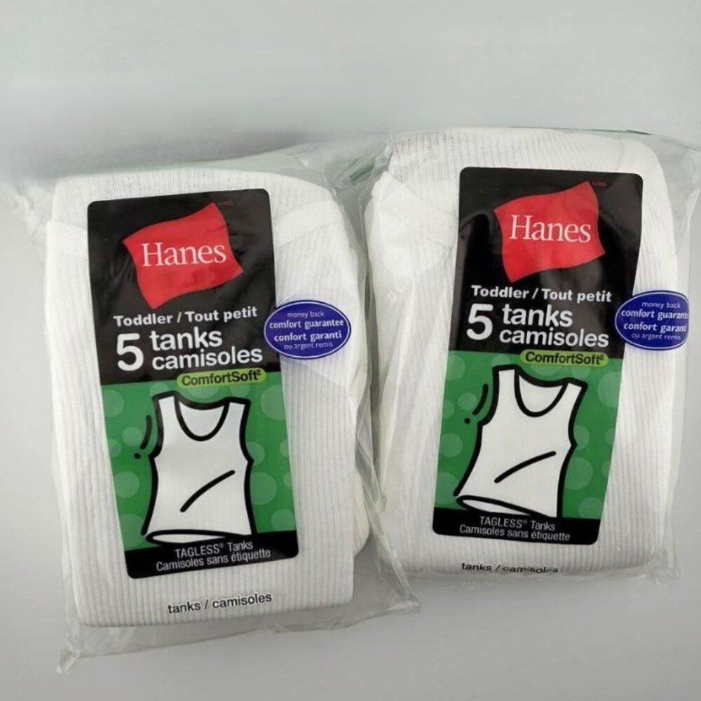 10 Tank Tops by Hanes NWT  Size 2T/3T or 4T Tagless
